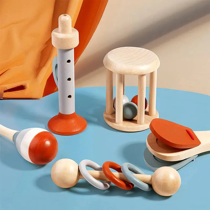 5 pièces bébé Instruments de musique hochet sensoriel jouets début éducatif bébé jouets musicaux Montessori jouets cadeaux d'anniversaire pour les enfants Mon Compagnon